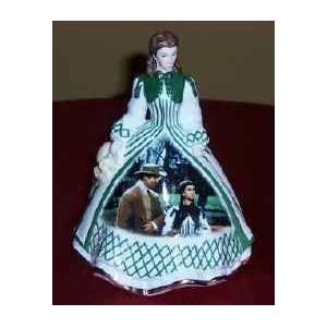   With the Wind Scarlett Green and White Dress Figurine
