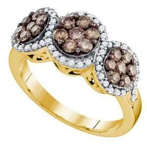   & Chocolate Diamond 10k Yellow Gold Flower Cluster Right Hand Ring