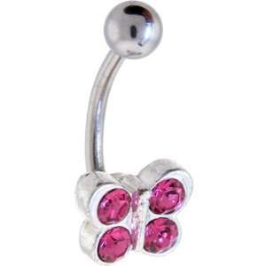  Petite Fuscia Stone Butterfly Belly Ring Jewelry