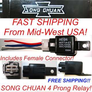 SONG CHAUN 804 1A C1 COIL 12VDC 30A 4 PRONG RELAY C0004  