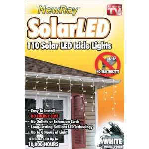  Solar LED White Icicle Lights 110 Bulbs