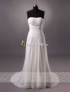 Charming Strapless Stock Beach Chiffon Wedding Dress Bridal Gown 