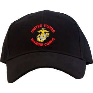   States Marine Corps Embroidered Baseball Cap   Black 