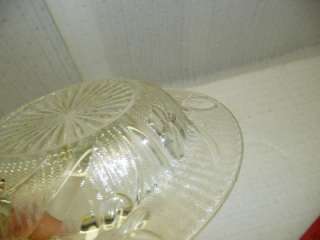 Vintage Clear Glass Dish Bowl cherry leaf pattern ? old  