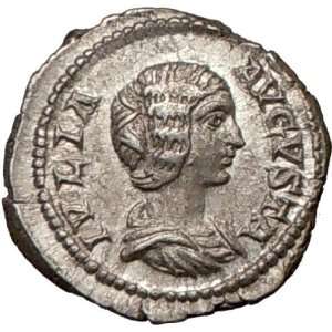  JULIA DOMNA 209AD Ancient Authentic Silver Roman Coin JUNO 