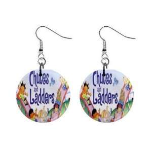 New Chutes and Ladders Design Dangle Button Earrings Jewelry 1 Round 