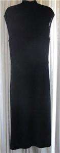 Sleeveless Dress Black Long Knit Mock Turtle Neck  