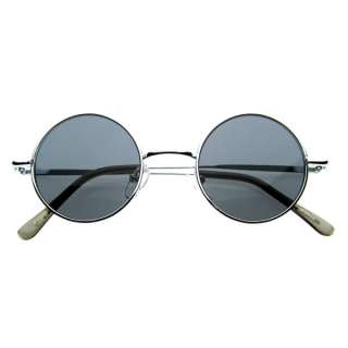 Classic Vintage Inspired Small Full Metal Metal Circle Lens Sunglasses 