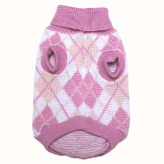 889 XS~XL PinkTurtle Neck Check Sweater / Dog Clothes  