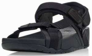 New FitFlop Hyker Mens Black Leather/Textile Toning Slingback Sandals