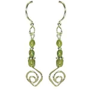 Jody Coyote green silver spiral earrings