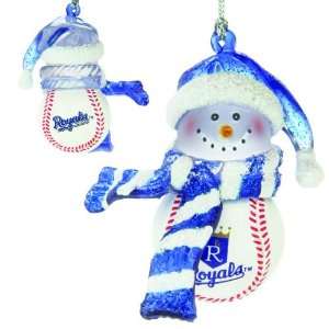 Pack of 4 MLB Kansas City Royals Baseball Snowman Christmas Ornaments 