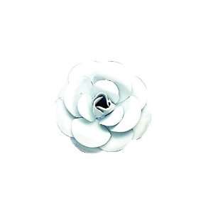  Small Metal Rose Magnet   White   Set of 3