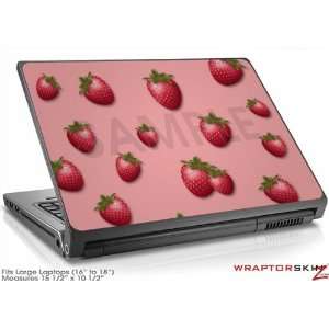 Large Laptop Skin Strawberries on Pink Electronics