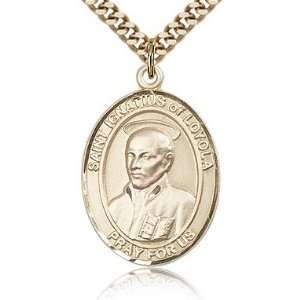  Gold Filled 1in St Ignatius Medal & 24in Chain Jewelry