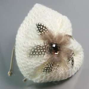  (White) Knit hat headband (4080 1) Beauty