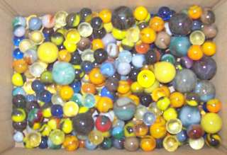 230 Vintage marbles shooters glass multi colored toy old collection NR 