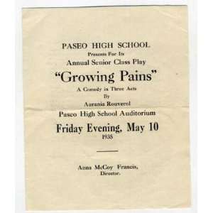 Paseo High School Senior Play 1935 Program Kansas City 