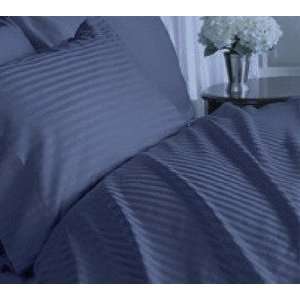   Stripe Single Ply Yarn Bed Sheet Set (Navy Blue) King.