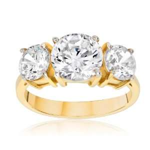  SusanB.flawless 4 Carat Simulated Diamond 3 Stone Ring 18K 