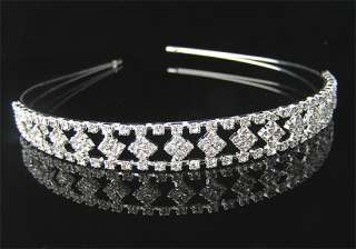 Silver Wedding/Bridal crystal veil tiara headband CR154  