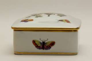 Antique Herend Hungary Insect & Bird Hand Painted Porcelain Trinket 