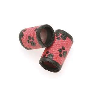  Sassy Silkies Fabric Beads Pink/Black Dog Paws 1/2 inch 
