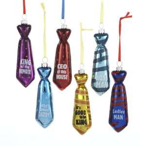   Multicolored Glass Tie Christmas Ornaments 4.25