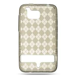  Rubberized phone case with smoke colored checkered design 