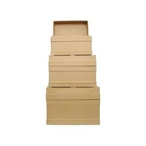  Craft Pedlars Paper Mache Set Box Chest Flat Kraft Set of 