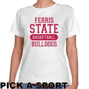 Ferris State Bulldogs Ladies White Custom Sport Classic Fit T shirt 