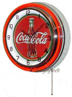 18 Coca Cola Coke Bottle Double Neon Wall Clock Metal  