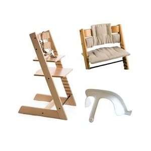 Stokke Tripp Trapp High Chair, Cushion, and Baby Rail   Natural with 