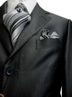  Suit Shiny Charcoal with Hidden Pinstripes and Single Pleated Pants