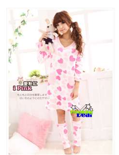 Lovely Love Womens Coral Sleepwear Sleepshirt Robes Pajamas c/w Leg 