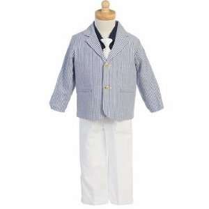 Boys Easter Suit or Ring Bearer Seersucker Suit with White Pants  Size 