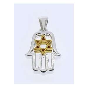  Sterling Hamsa Pendant with Vermeil Star Jewelry