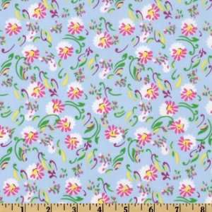  44 Wide Calico Dandelion Blue Fabric By The Yard Arts 