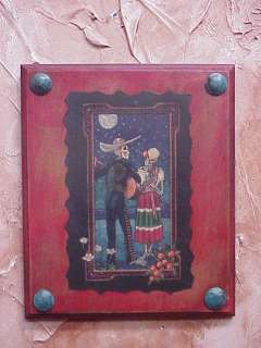  Dead Mexican Folk Art Red Panel #3 10x12 in Serenata Serenade  