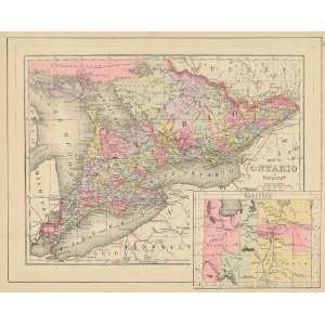  Wanamaker 1895 Antique Map of Ontario