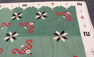 Antique Green Serape Saltillo Vallero Stars Blanket rug  