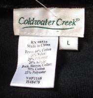 COLDWATER CREEK Black Velour Red Print Zip Front Jacket Pants Track 