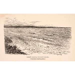 1893 Wood Engraving Greens Harbor Watling Island San Salvador Columbus 