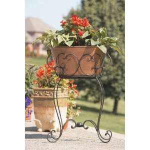   Elliptical Planter and Ornate Scroll Stand Set Patio, Lawn & Garden