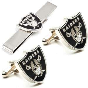 Oakland Raiders NFL Football Tie Bar & Cufflinks NIB  