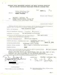 ROBERT MITCHUM   CONTRACT SIGNED 04/01/1965  