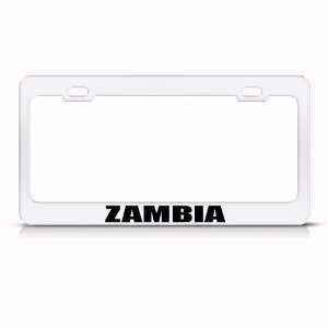 Zambia Zambian Flag White Country Metal license plate frame Tag Holder