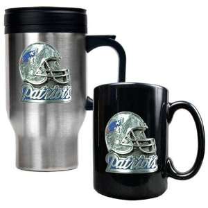  New England Patriots NFL Travel Mug & Ceramic Mug Set 