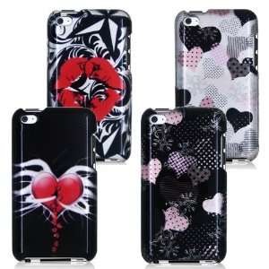  iPOD TOUCH 4 / 4G / 4TH FOUR CASE COMBO, HOT LIPS, BROKEN 