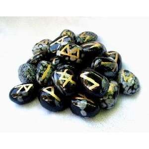    Snowflake Obsidian Earth Chakra Rune Stone Set